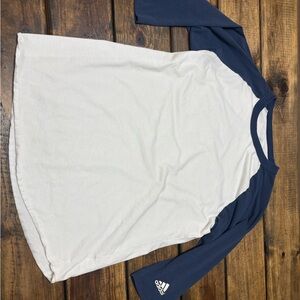 Adidas White and Blue Raglan Tee